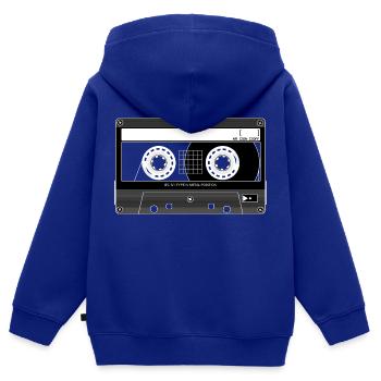 TDK Cassette Metal années 90 - Sweat Premium à capuche zippé enfant bio - bleu roi - Dos - AI Model Kid Male (0cm)