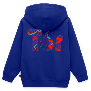 Tor - Kinder Premium Organic Zip Hoodie - Royalblau - Hinten - AI Model Kid Male (0cm)