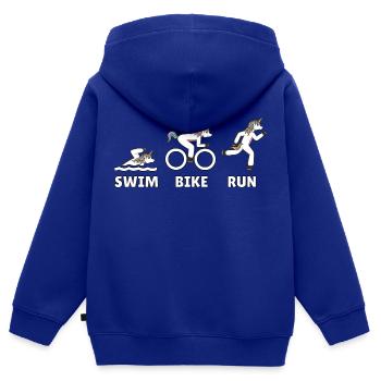 Triathlon Einhorn als Geschenkidee für Triathleten - Kinder Premium Organic Zip Hoodie - Royalblau - Hinten - AI Model Kid Male (0cm)