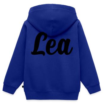 Lea - Kinder Premium Organic Zip Hoodie - Royalblau - Hinten - AI Model Kid Male (0cm)