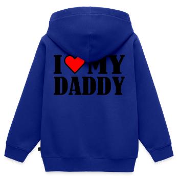 I love my daddy - Sweat Premium à capuche zippé enfant bio - bleu roi - Dos - AI Model Kid Male (0cm)
