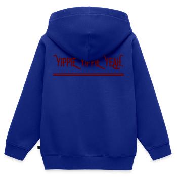 YIPPIE YIPPIE YEAH - Nouveau design original :) - Sweat Premium à capuche zippé enfant bio - bleu roi - Dos - AI Model Kid Male (0cm)