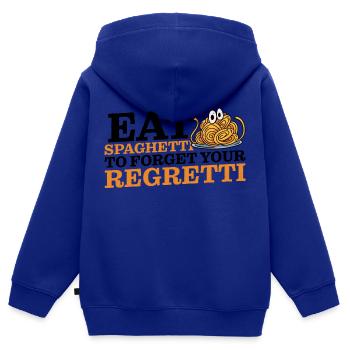 Eat Spaghetti To Forgetti Your Regretti 10 - Kinder Premium Organic Zip Hoodie - Royalblau - Hinten - AI Model Kid Male (0cm)