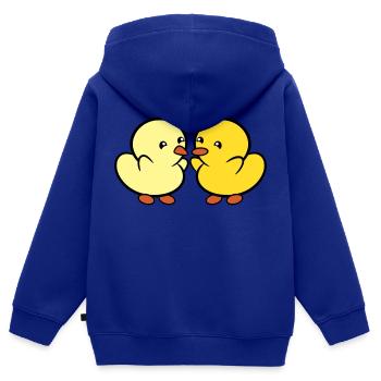 Duckie and Duck YAY - Kids Premium Organic Zip-up Hoodie - royal blue - Back - AI Model Kid Male (0cm)
