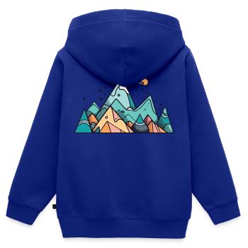 Montagne - Sweat Premium à capuche zippé enfant bio - bleu roi - Dos - AI Model Kid Male (0cm)
