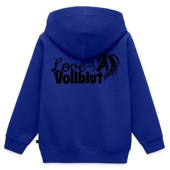 Vollblut Love Herz Pferdekopf - Kinder Premium Organic Zip Hoodie - Royalblau - Hinten - AI Model Kid Male (0cm)