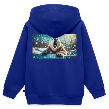 Niedliche Tiere chillen – Eisbär - Kinder Premium Organic Zip Hoodie - Royalblau - Hinten - AI Model Kid Male (0cm)