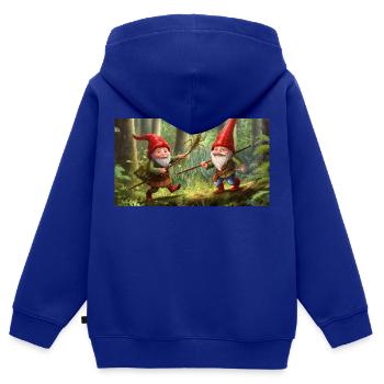 Zwerge auf der Jagd nach Heuschrecke - Kinder Premium Organic Zip Hoodie - Royalblau - Hinten - AI Model Kid Male (0cm)