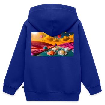 Bonbonplaneten - Kinder Premium Organic Zip Hoodie - Royalblau - Hinten - AI Model Kid Male (0cm)