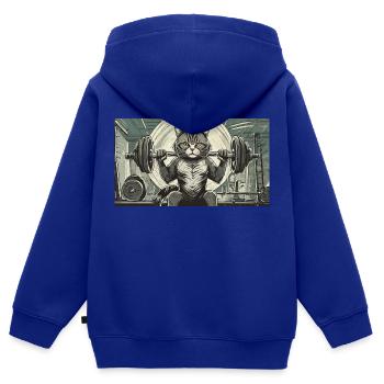 Wortspiel mehrdeutiger deutscher Ausdruck - Muskelkater - Kinder Premium Organic Zip Hoodie - Royalblau - Hinten - AI Model Kid Male (0cm)