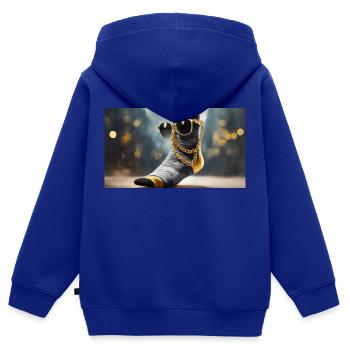 Wortspiel mehrdeutig – Coole Socke - Kinder Premium Organic Zip Hoodie - Royalblau - Hinten - AI Model Kid Male (0cm)