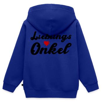 Oncle préféré - Sweat Premium à capuche zippé enfant bio - bleu roi - Dos - AI Model Kid Male (0cm)