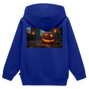 Pumpkin In A Haunted House - Kids Premium Organic Zip-up Hoodie - royal blue - Back - AI Model Kid Male (0cm)