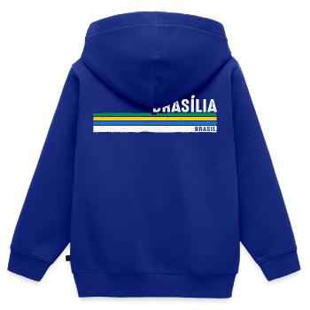 Vintage Brasília Brasil - Zeigen Sie Ihre Wurzeln, - Kinder Premium Organic Zip Hoodie - Royalblau - Hinten - AI Model Kid Male (0cm)