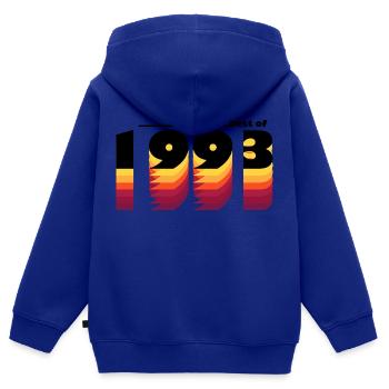 Vintage Bold Hommage à 1993 - Célébrer le 32ème - Sweat Premium à capuche zippé enfant bio - bleu roi - Dos - AI Model Kid Male (0cm)