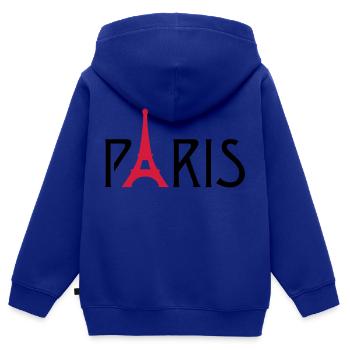 Paris Tour Eiffel - Sweat Premium à capuche zippé enfant bio - bleu roi - Dos - AI Model Kid Male (0cm)