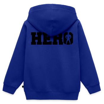 Super Hero Logo - Sweat Premium à capuche zippé enfant bio - bleu roi - Dos - AI Model Kid Male (0cm)