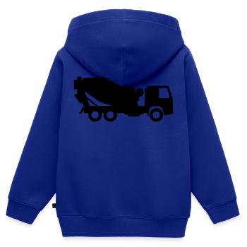 Betonmischer der aus Zement Beton mischt - Kinder Premium Organic Zip Hoodie - Royalblau - Hinten - AI Model Kid Male (0cm)