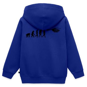 Hubschrauber Pilot Evolution Steinzeit - Kinder Premium Organic Zip Hoodie - Royalblau - Hinten - AI Model Kid Male (0cm)