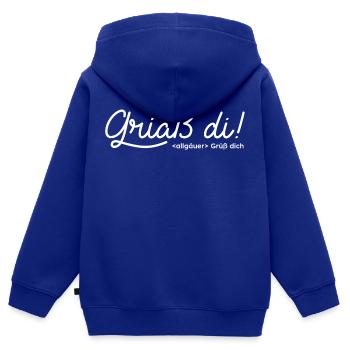 griaß di - grüß dich - Kinder Premium Organic Zip Hoodie - Royalblau - Hinten - AI Model Kid Male (0cm)