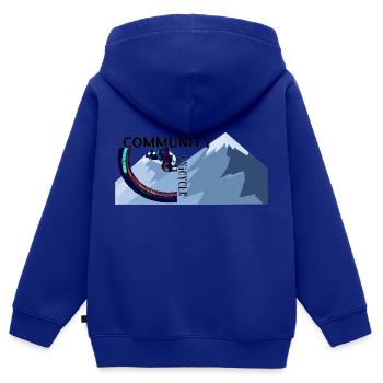 monocycle de descente - Sweat Premium à capuche zippé enfant bio - bleu roi - Dos - AI Model Kid Male (0cm)
