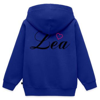 name lea - Kinder Premium Organic Zip Hoodie - Royalblau - Hinten - AI Model Kid Male (0cm)