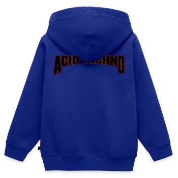 Acid Techno - Sweat Premium à capuche zippé enfant bio - bleu roi - Dos - AI Model Kid Male (0cm)
