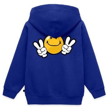 Smiley Confidence Ambition - Sweat Premium à capuche zippé enfant bio - bleu roi - Dos - AI Model Kid Male (0cm)