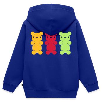 3 bunte Gummibaerchen - Kinder Premium Organic Zip Hoodie - Royalblau - Hinten - AI Model Kid Male (0cm)