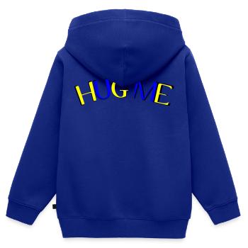 hug me - Kids Premium Organic Zip-up Hoodie - royal blue - Back - AI Model Kid Male (0cm)