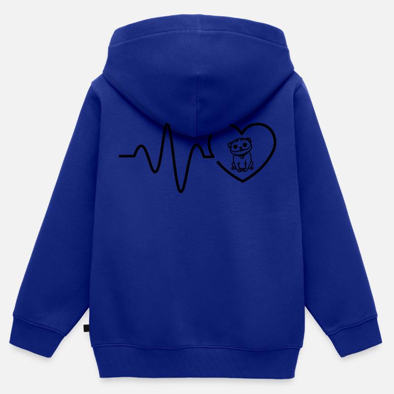 Hund Chien - Sweat Premium à capuche zippé enfant bio - bleu roi