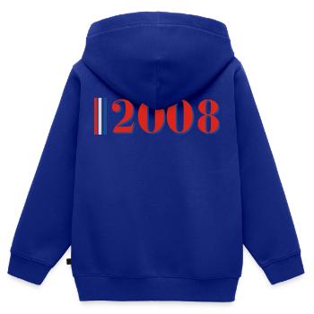 Jahr 2008 - Kinder Premium Organic Zip Hoodie - Royalblau - Hinten - AI Model Kid Male (0cm)