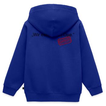 Wir essen jetzt Opa Satzzeichen Leben retten Komma - Kinder Premium Organic Zip Hoodie - Royalblau - Hinten - AI Model Kid Male (0cm)