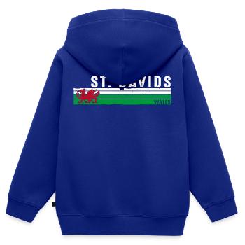 St. Davids Wales Gelassenheit an der Küste - Kinder Premium Organic Zip Hoodie - Royalblau - Hinten - AI Model Kid Male (0cm)