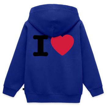 I love / I heart DELUXE - Kinder Premium Organic Zip Hoodie - Royalblau - Hinten - AI Model Kid Male (0cm)