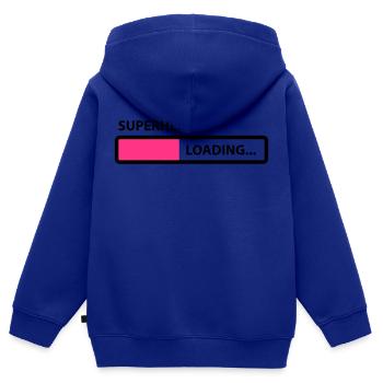 superhero is loading - Sweat Premium à capuche zippé enfant bio - bleu roi - Dos - AI Model Kid Male (0cm)