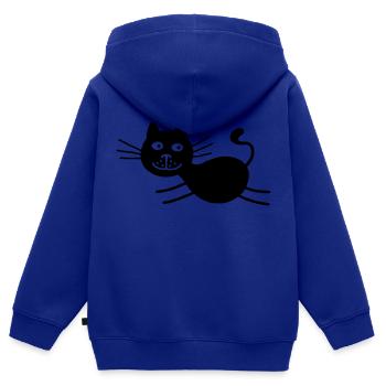 Schwarze Katze rennend - Kinder Premium Organic Zip Hoodie - Royalblau - Hinten - AI Model Kid Male (0cm)