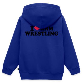 Armdrücken - Kinder Premium Organic Zip Hoodie - Royalblau - Hinten - AI Model Kid Male (0cm)