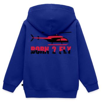 Né à voler Design Heli Cool - Sweat Premium à capuche zippé enfant bio - bleu roi - Dos - AI Model Kid Male (0cm)