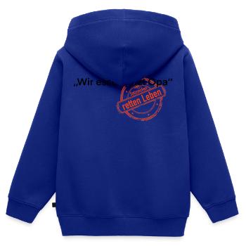 Wir essen jetzt Opa Satzzeichen Leben retten - Kinder Premium Organic Zip Hoodie - Royalblau - Hinten - AI Model Kid Male (0cm)