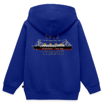Titanic - Sweat Premium à capuche zippé enfant bio - bleu roi - Dos - AI Model Kid Male (0cm)