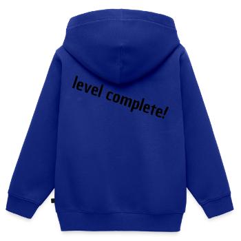 level complete - Kinder Premium Organic Zip Hoodie - Royalblau - Hinten - AI Model Kid Male (0cm)