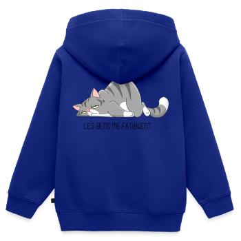 Menschen machen mich müde - Kinder Premium Organic Zip Hoodie - Royalblau - Hinten - AI Model Kid Male (0cm)
