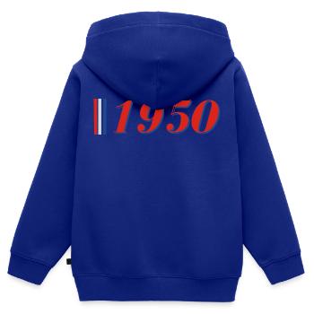Jahr 1950 - Kinder Premium Organic Zip Hoodie - Royalblau - Hinten - AI Model Kid Male (0cm)