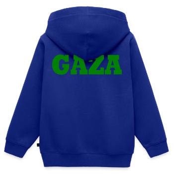 Gaza - Kids Premium Organic Zip-up Hoodie - royal blue - Back - AI Model Kid Male (0cm)