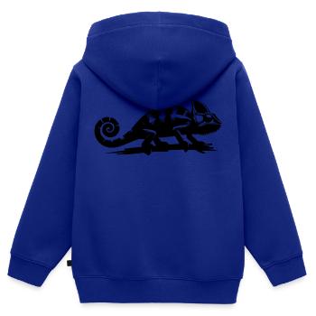 Kleiner Chamäleon Drache mit gekringelter Schwanz - Kinder Premium Organic Zip Hoodie - Royalblau - Hinten - AI Model Kid Male (0cm)