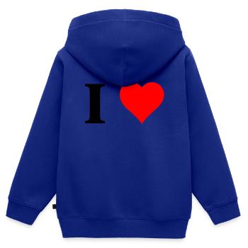 ich love - Kinder Premium Organic Zip Hoodie - Royalblau - Hinten - AI Model Kid Male (0cm)