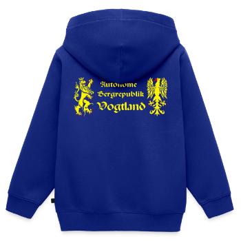 Vogtland autonom Bergrepublik Löwe Greif Sachsen - Kinder Premium Organic Zip Hoodie - Royalblau - Hinten - AI Model Kid Male (0cm)