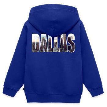 Dallas - Sweat Premium à capuche zippé enfant bio - bleu roi - Dos - AI Model Kid Male (0cm)