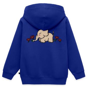 Baby Elefant Geschenk mit Blumen / elephant flower - Kinder Premium Organic Zip Hoodie - Royalblau - Hinten - AI Model Kid Male (0cm)